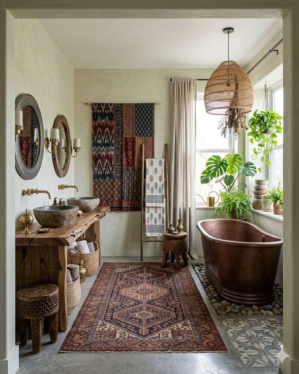 Boho style bathroom design study