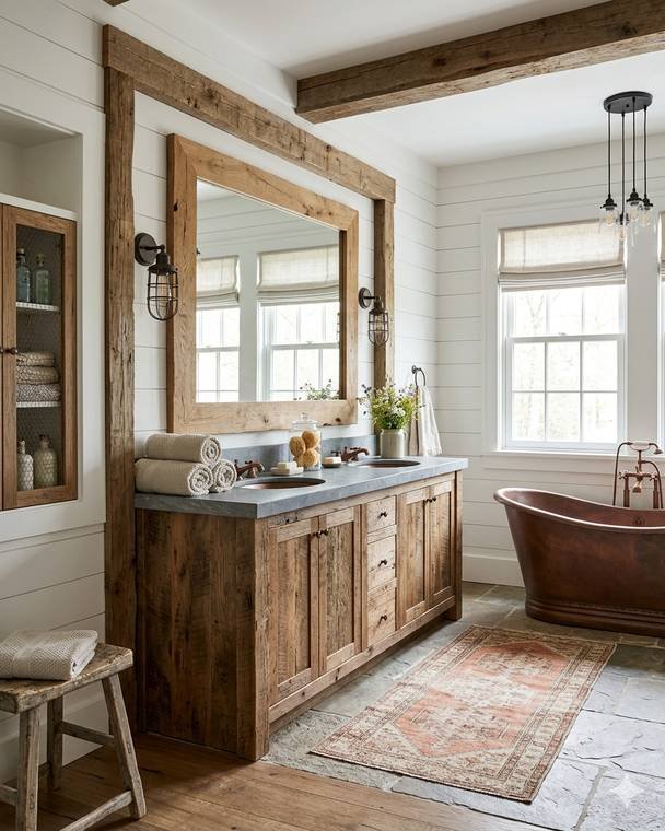 Rustic farmhouse style bathroom design study