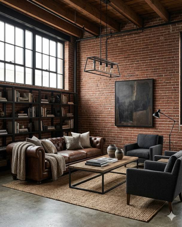 Industrial style living room design study