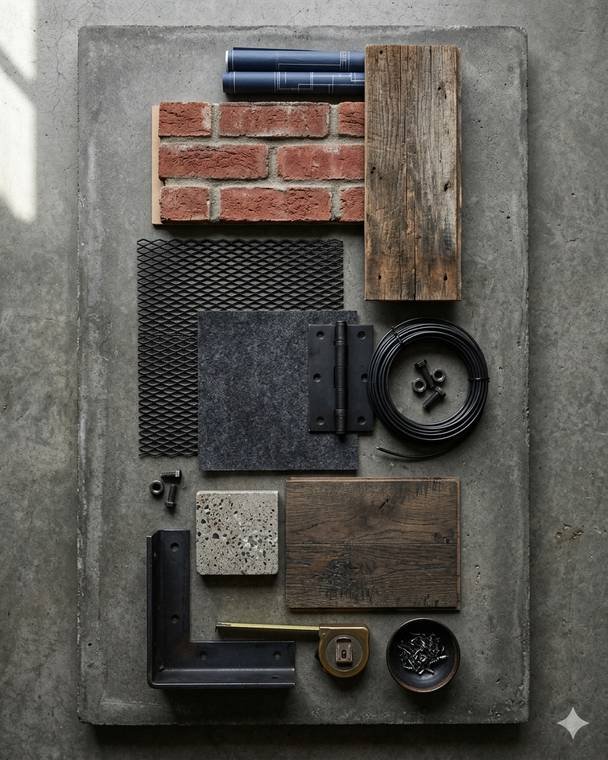 Industrial style materials design study