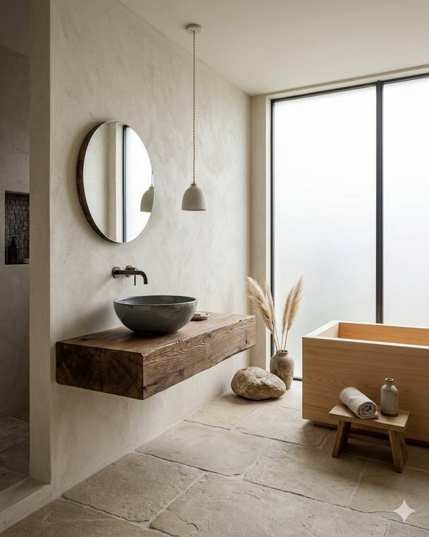 Japandi style bathroom design study