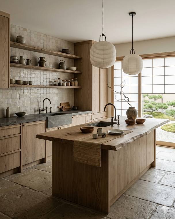 Japandi style kitchen design study