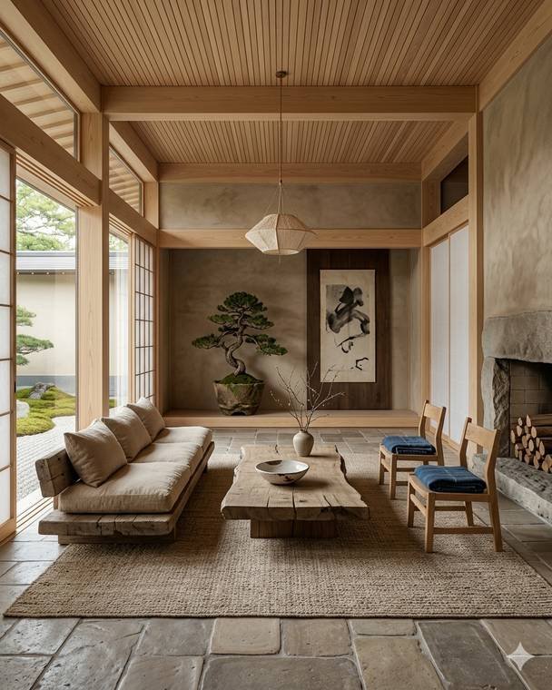 Japandi style living room design study