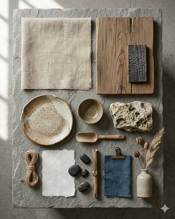 Japandi style materials design study